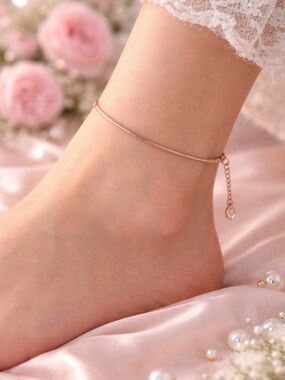 5/25 ✨✨ Rose Gold Slim Snake Anklet with Adjustable Chain